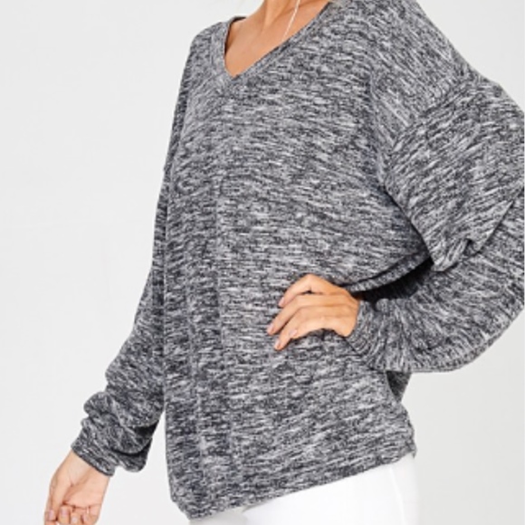 NWT Wishlist Balloon Sleeve Sweater Heather Black - Picture 3 of 5